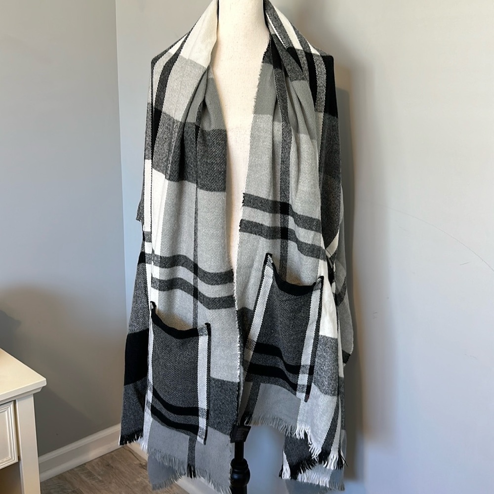 Giant Scarf Blanket Plaid Poncho Wrap Soft Game Day Accessory